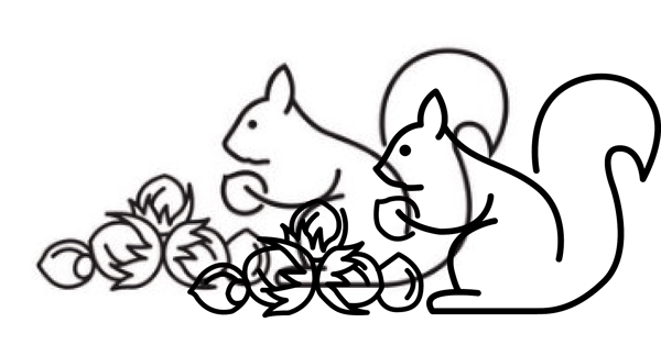 松鼠吃果子简笔画矢量图