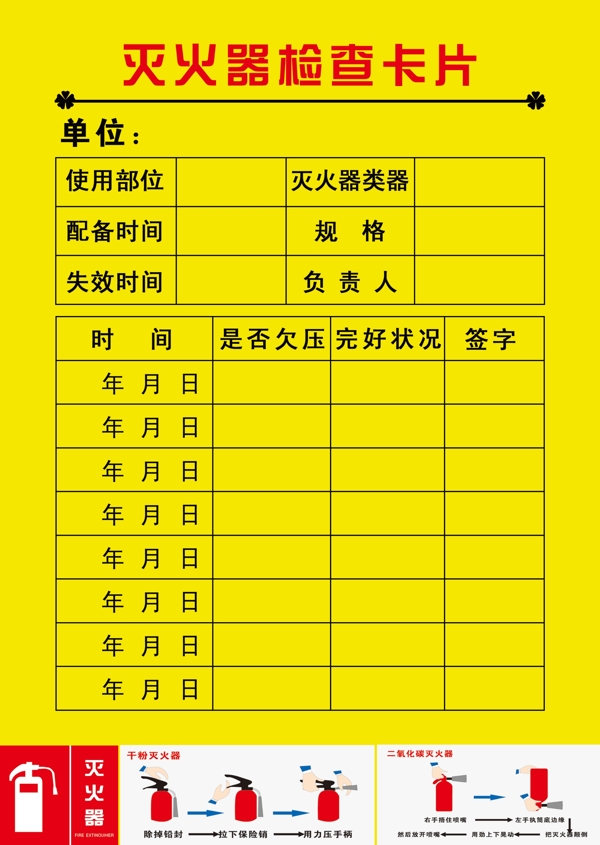 滅火器檢查卡圖片