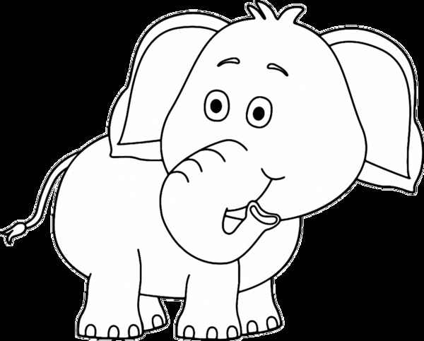 卡通黑白大象免抠png透明素材