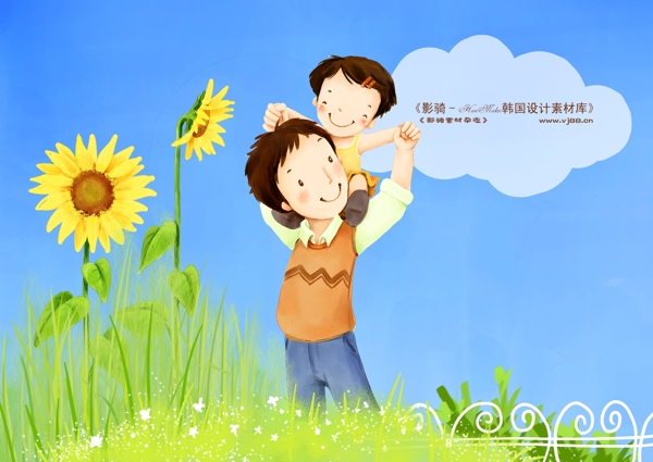 HanMaker韓國設(shè)計素材庫卡通漫畫全家幸福家庭生活父母孩子可愛