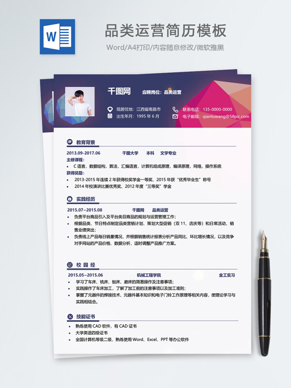 品類運(yùn)營(yíng)個(gè)人簡(jiǎn)歷模板
