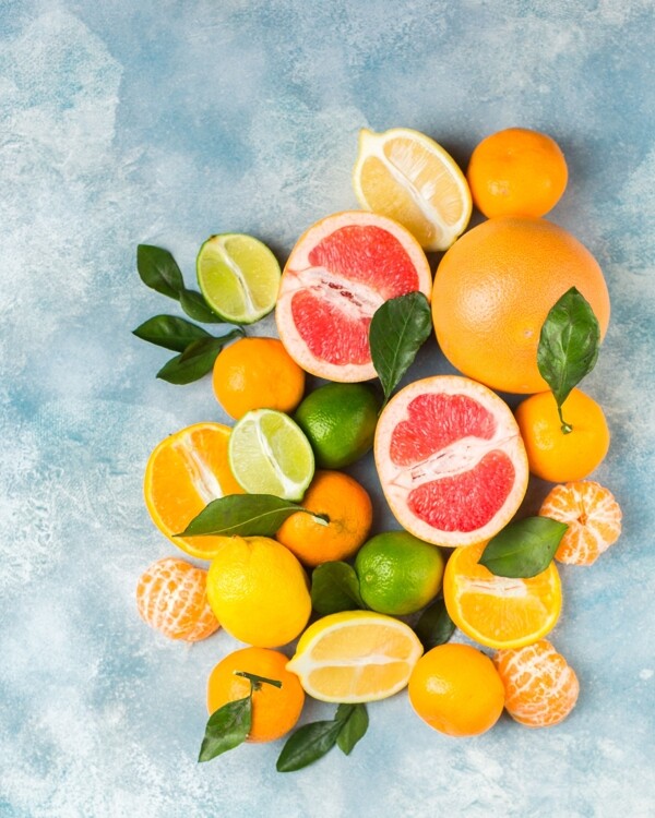 橘子橙子柠檬水果背景