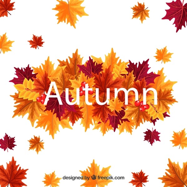 秋季树叶艺术字图片