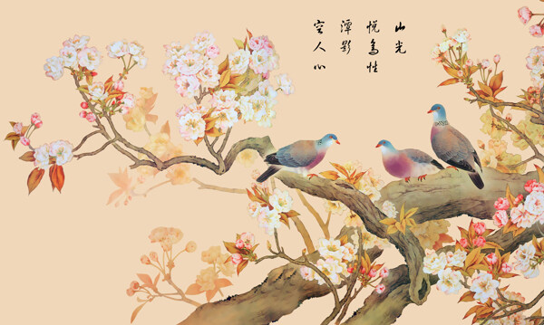 花鳥元素背景墻