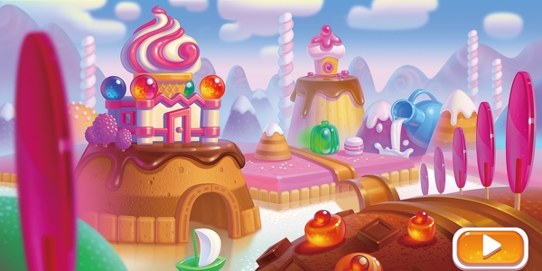 梦幻糖果城堡海报背景素材