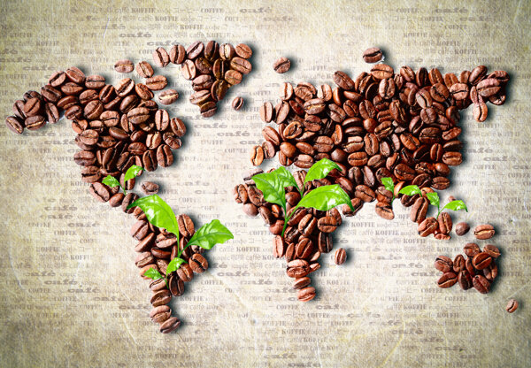 创意咖啡豆拼出的大洋洲高清图片素材