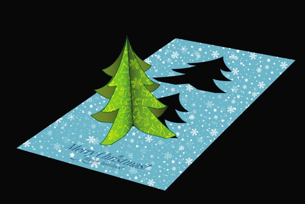 圣诞节模板设计与3d冷杉树卡免费矢量