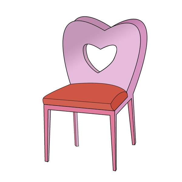 粉色心形靠背椅插画