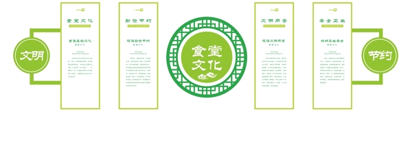 绿色中国风食堂文化墙