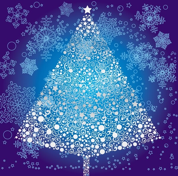 雪花矢量艺术抽象的圣诞树