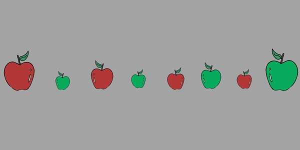 手绘苹果分割线插画