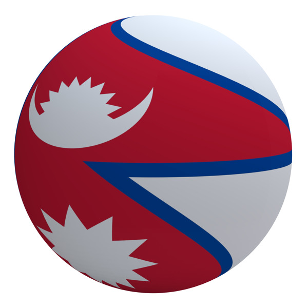 尼泊尔国旗的球白色隔离