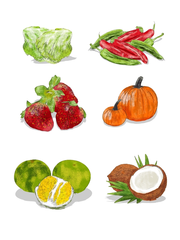 简约蔬果水果可爱手绘装饰图案
