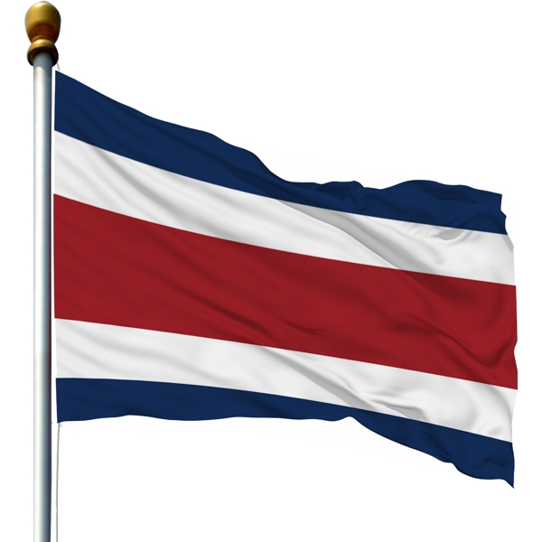 带旗杆的哥斯达黎加国旗