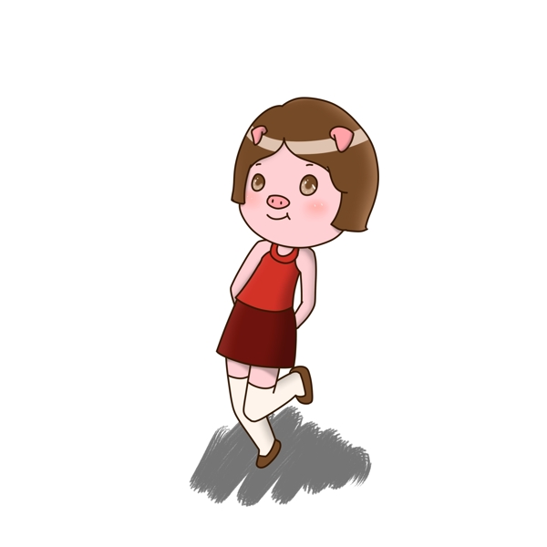 簡約豬年可愛豬元素