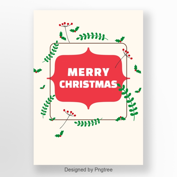 红色简单的圣诞节绿色圣诞树精妙的被说明的广告海报