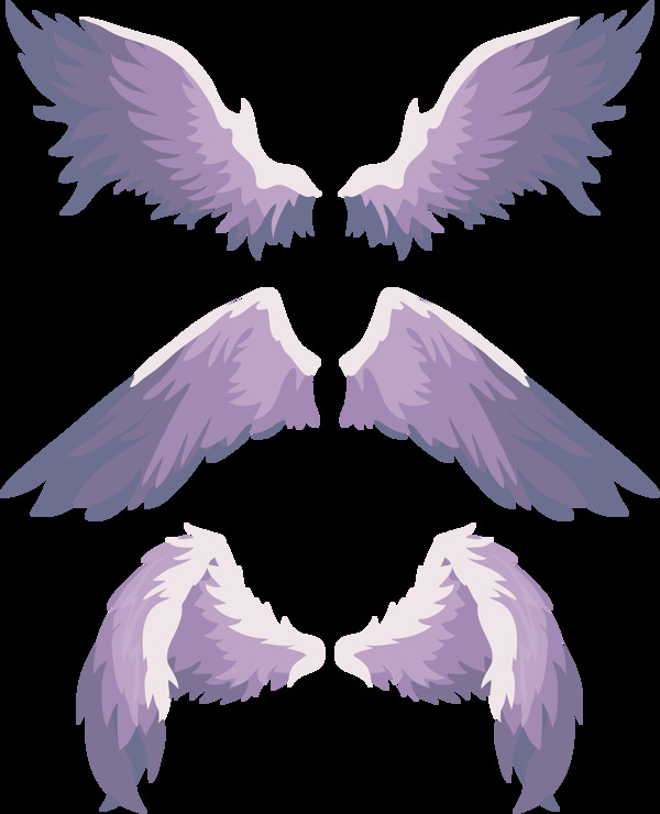 手绘紫色翅膀免抠png透明图层素材
