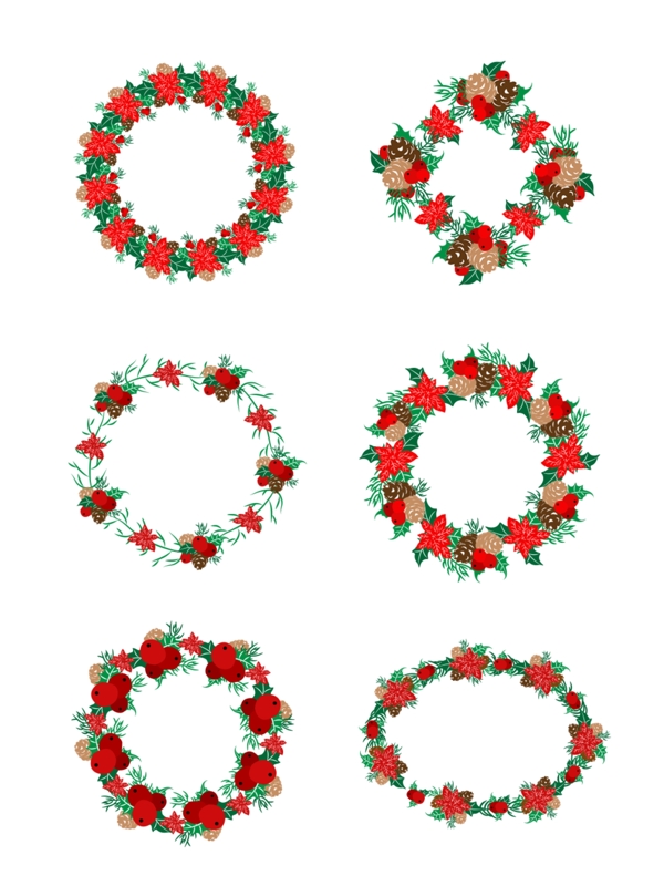 圣诞矢量圣诞花环套图元素