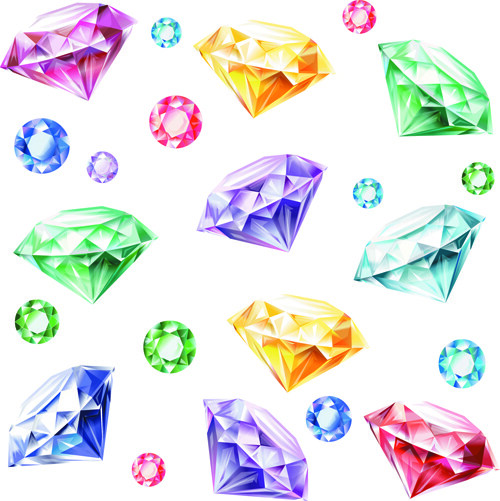 闪亮的彩色钻石设计矢量图01