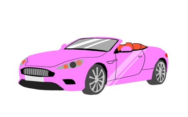 粉色时尚轿车插画