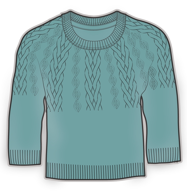 蓝色毛线上衣秋冬款服装设计男孩矢量素材