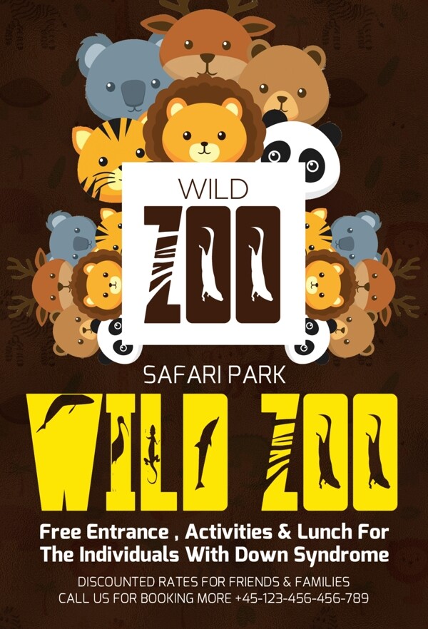 野生动物园Safari传单模板