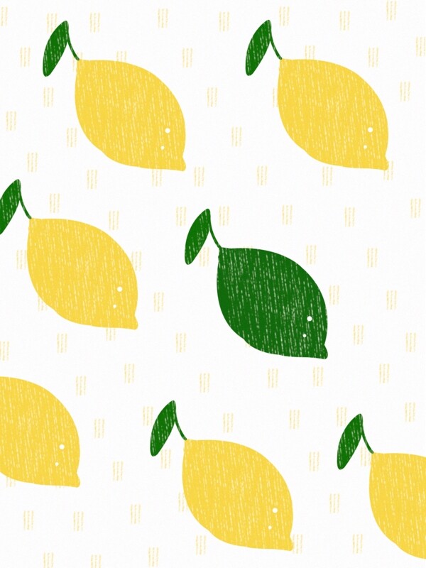 绘画风小清新黄绿柠檬水果背景
