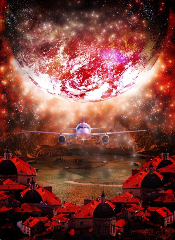 表現(xiàn)破碎宇宙合成飛機(jī)