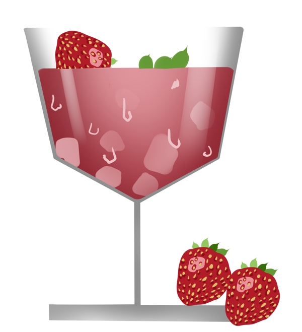 卡通草莓果汁