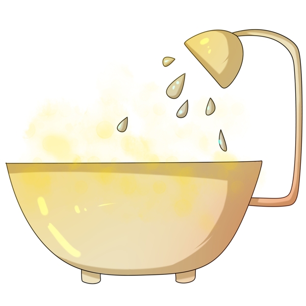 黄色的浴缸插画手绘