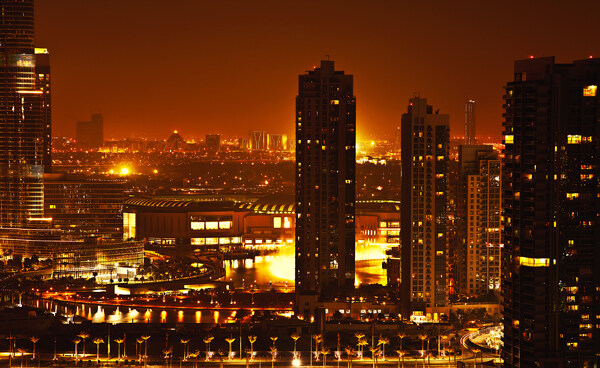 美丽的迪拜阿联酋城市夜景图片
