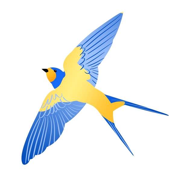 蓝色飞翔的燕子插画