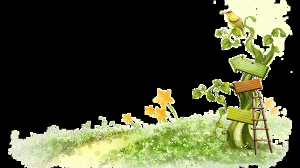 彩繪童話草地指示樹標(biāo)圖案