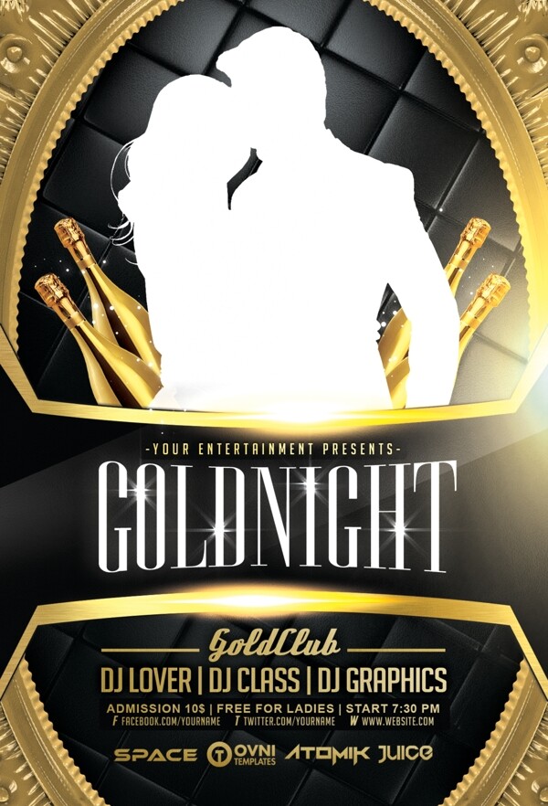 GoldNight宣傳單模板