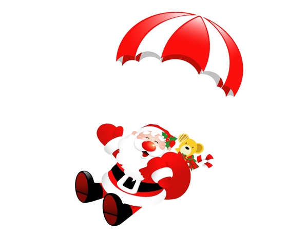 矢量卡通圣诞老人降落伞元素