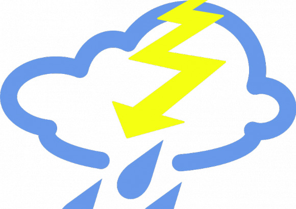 雨和雷电天气符号矢量图像