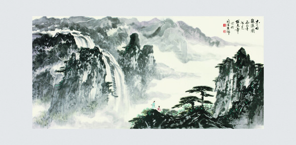 李白觀瀑圖圖片