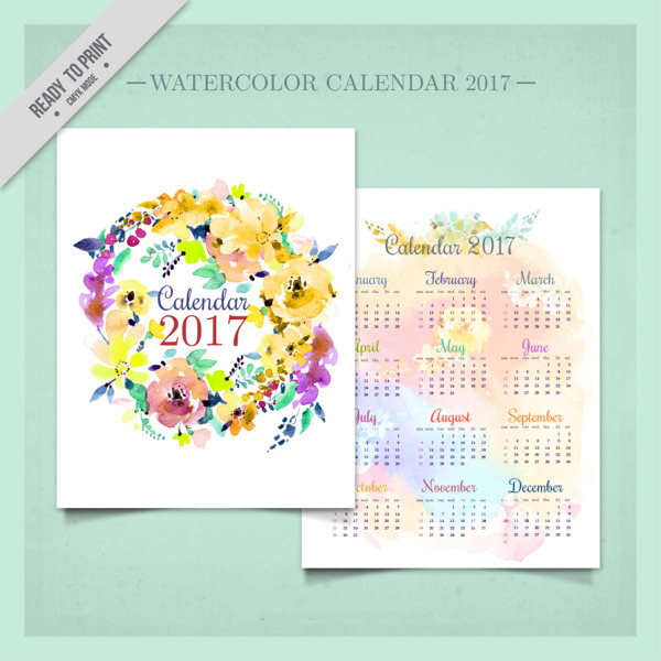 2017水彩花卉日歷