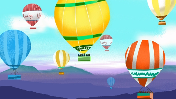 旅游天空热气球背景psd设计