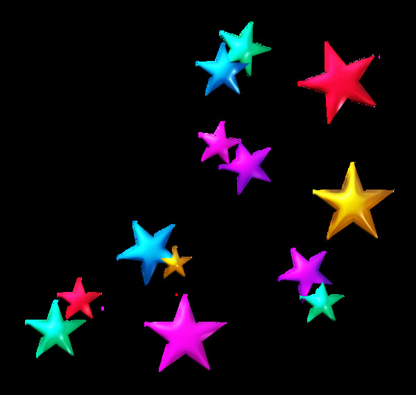 彩色五角星效果图形免抠png透明图层素材