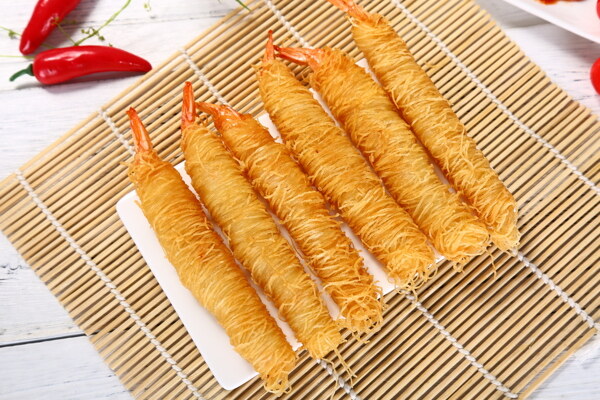 面线虾料理美食美食拍摄