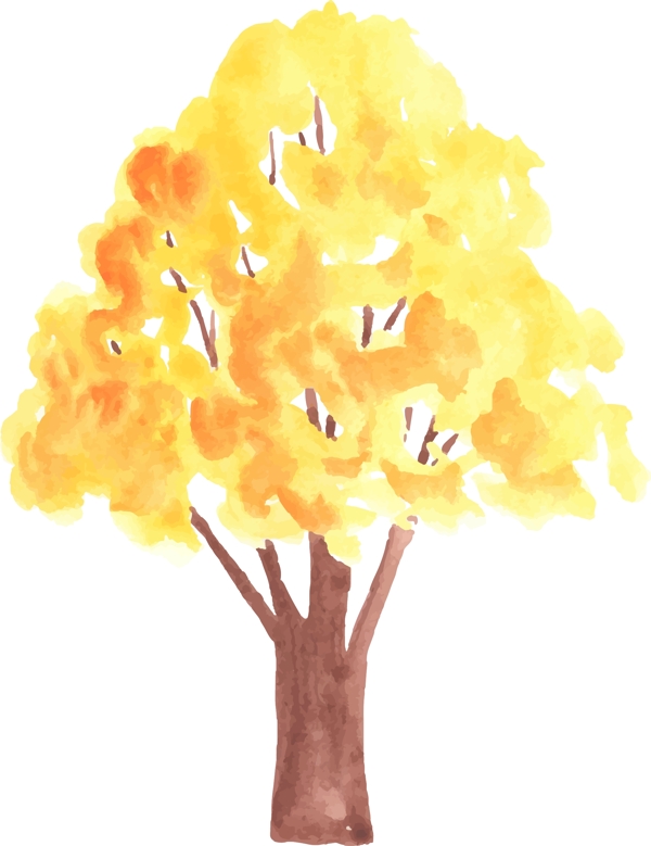 时尚水彩绘秋天大树插画
