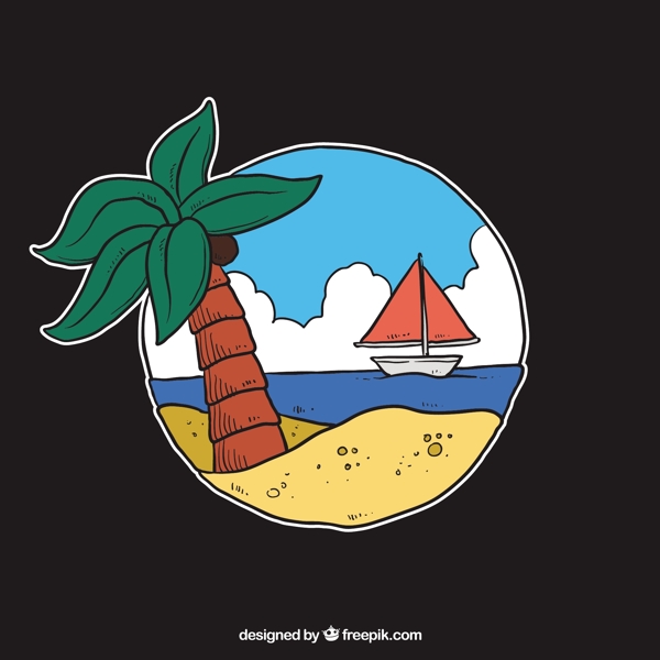 海灘上的插圖