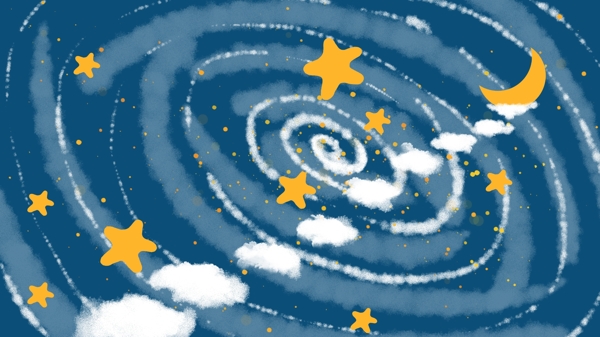 晚安你好之宇宙彩繪插畫背景
