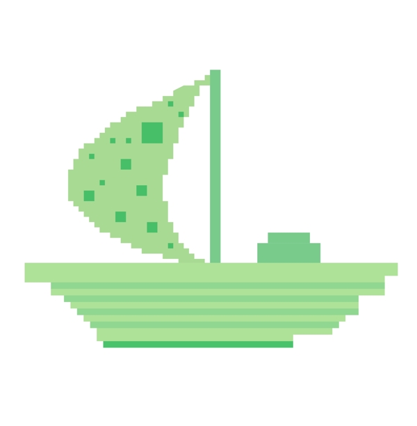 像素绿色的小船插画