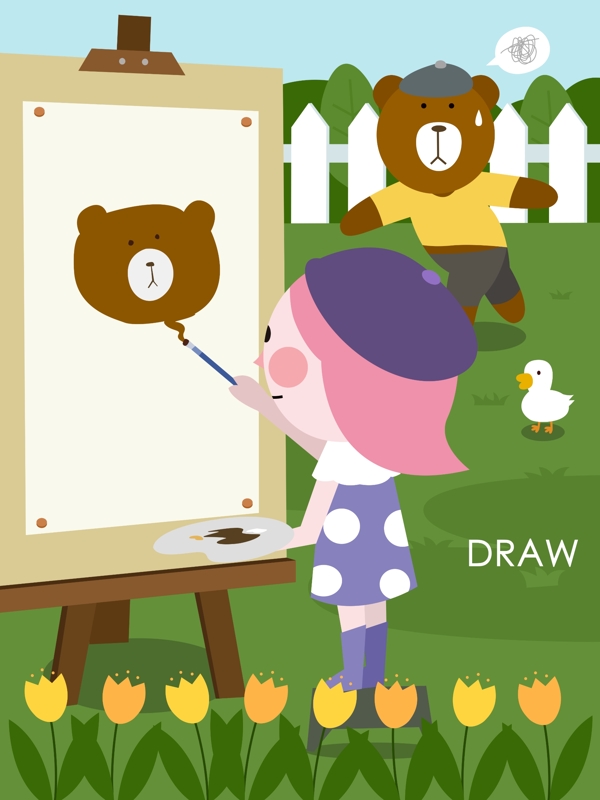 ip形象女性画画儿童教育