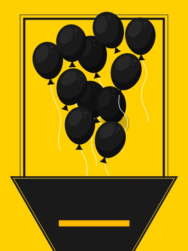 黄色可爱气球展板广告背景