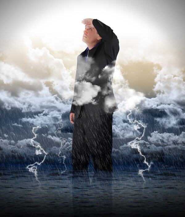 雨中的商務(wù)男士圖片