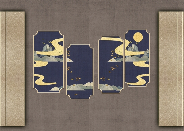 新中式背景墻