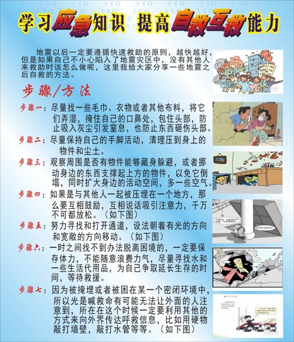 地震自救宣傳海報